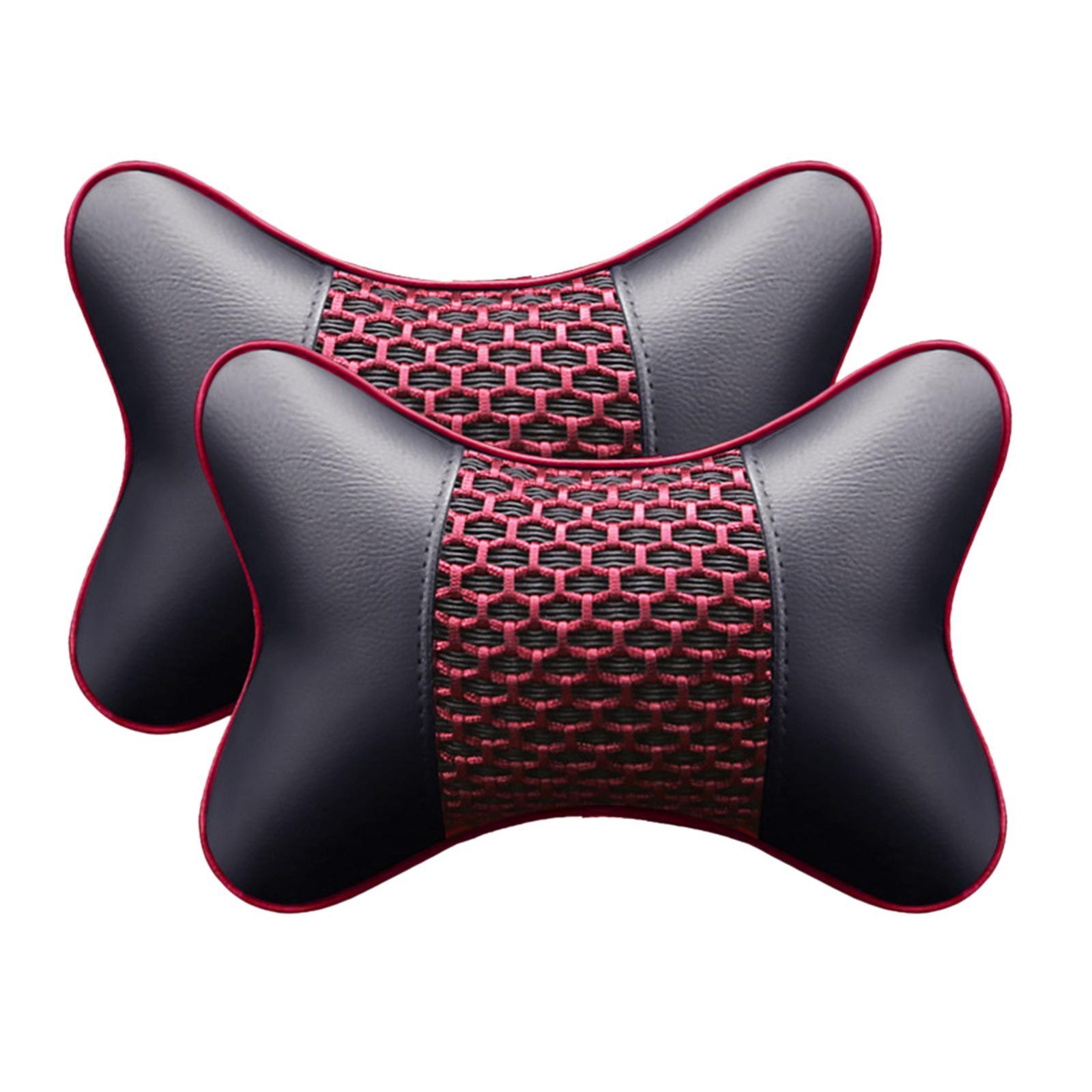 2 Headrest Artificial Leather Comfortable Car Pillow for Living Room