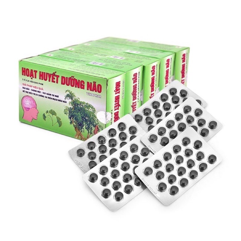 HOẠT HUYẾT DƯỠNG NÃO Vinaphar - Hộp 100 viên- Hoạt huyết dưỡng não dùng cho người làm việc tri óc căng thẳng.