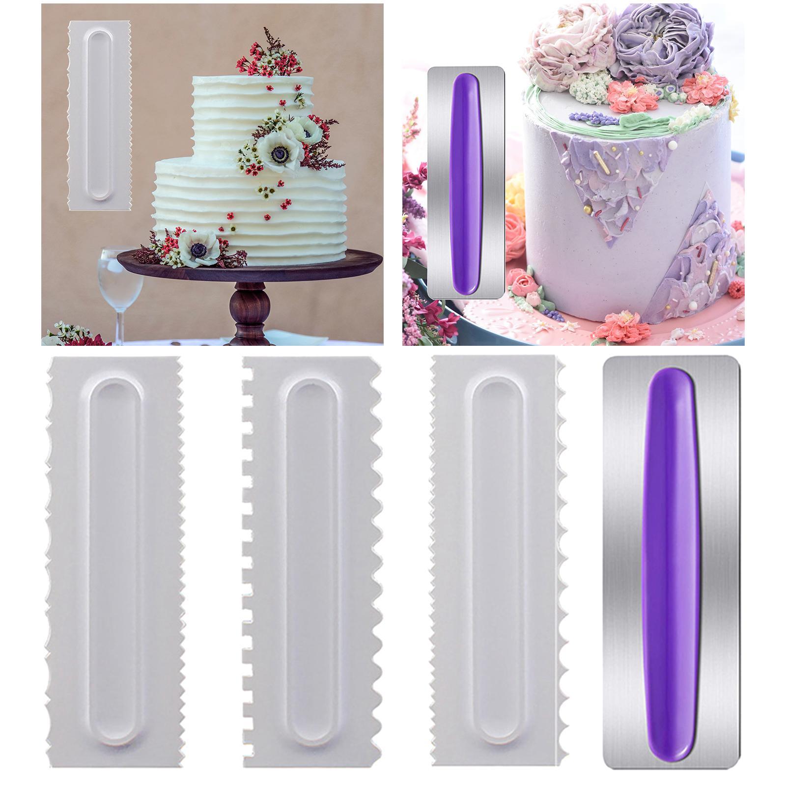 Set of 4 Cake Scraper Tools Cake Smoother Sawtooth Comb for Accessories