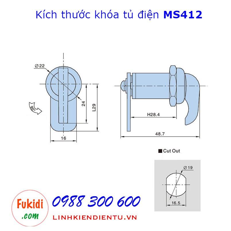 Khóa tủ điện không Hengzhu chìa MS412