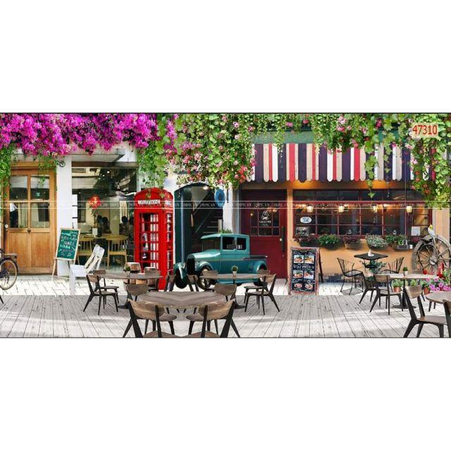 Tranh 3D dán tường trang trí quán cafe trà sữa trà chanh