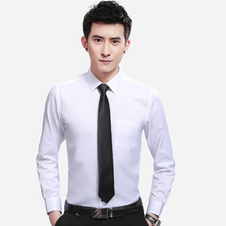 Áo sơ mi nam dài tay hai màu đen trắng, chất vải cotton cao cấp chống nhăn