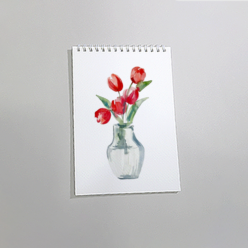 Sổ vẽ màu nước A4 có vân sang - giấy định lượng 260gsm nhập từ Ý, lên màu trong tự nhiên,15 tờ/cuốn, Green Art