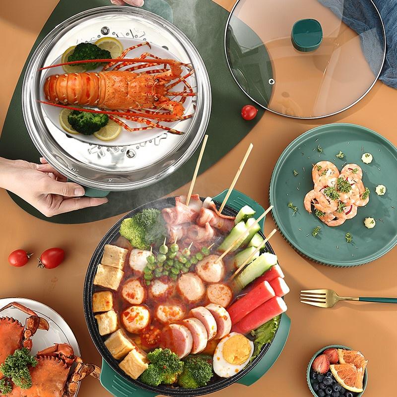 Nồi điện đa năng ELECTRIC COOKER POT dung tích 2.4L, công suất 800W.6 chế độ nấu - tặng kèm khay hấp