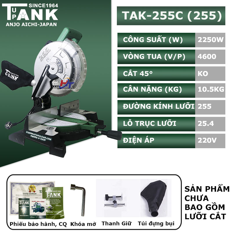 Máy cắt nhôm TANK TAK-255C ,Lưỡi 255, máy chạy motor