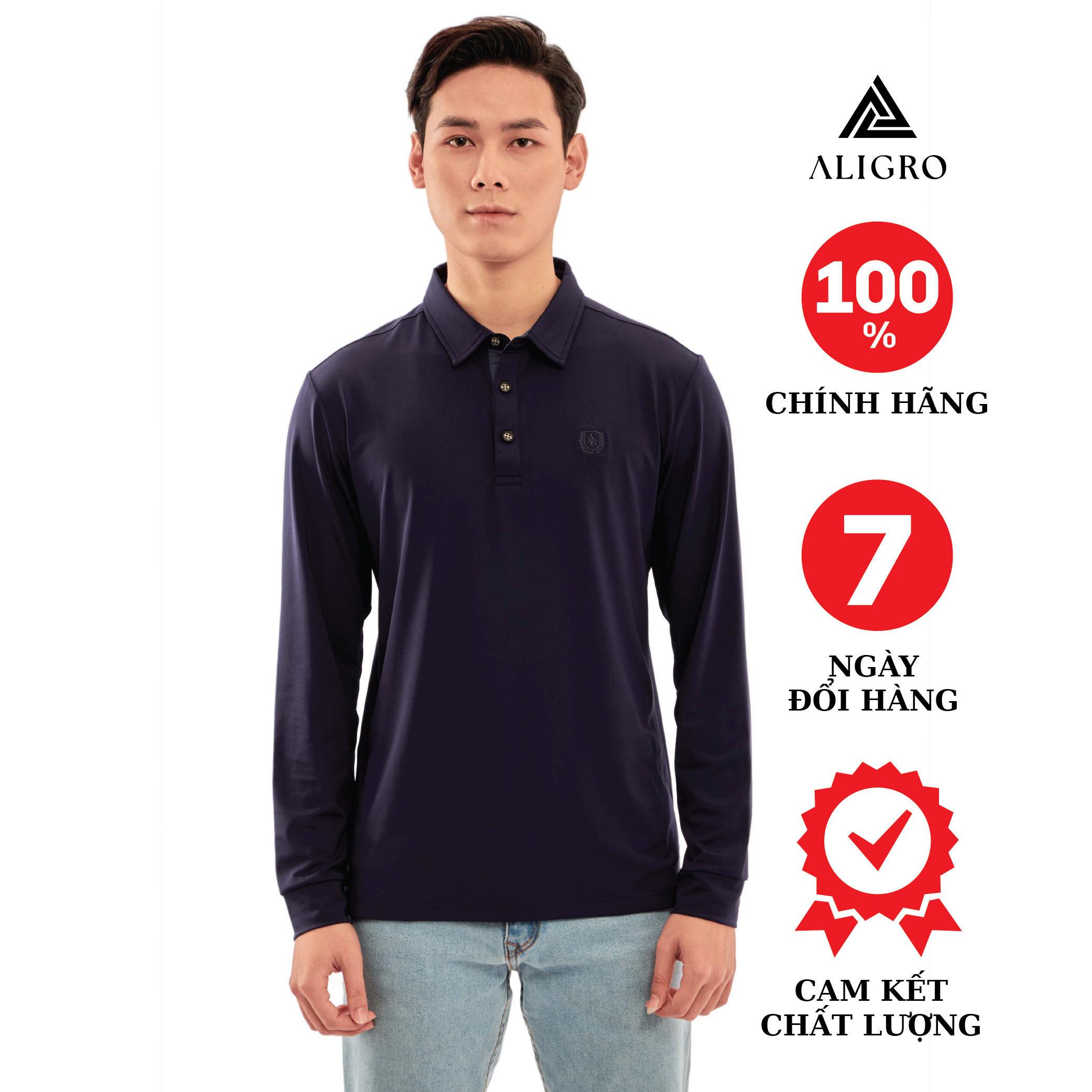 Áo Thun Nam Dài Tay Aligro Chất Liệu Cotton Cao Cấp, Siêu Mềm Mại, Dày Dặn, Cực Dễ Chịu, Thấm Hút Tốt ALGAPD055