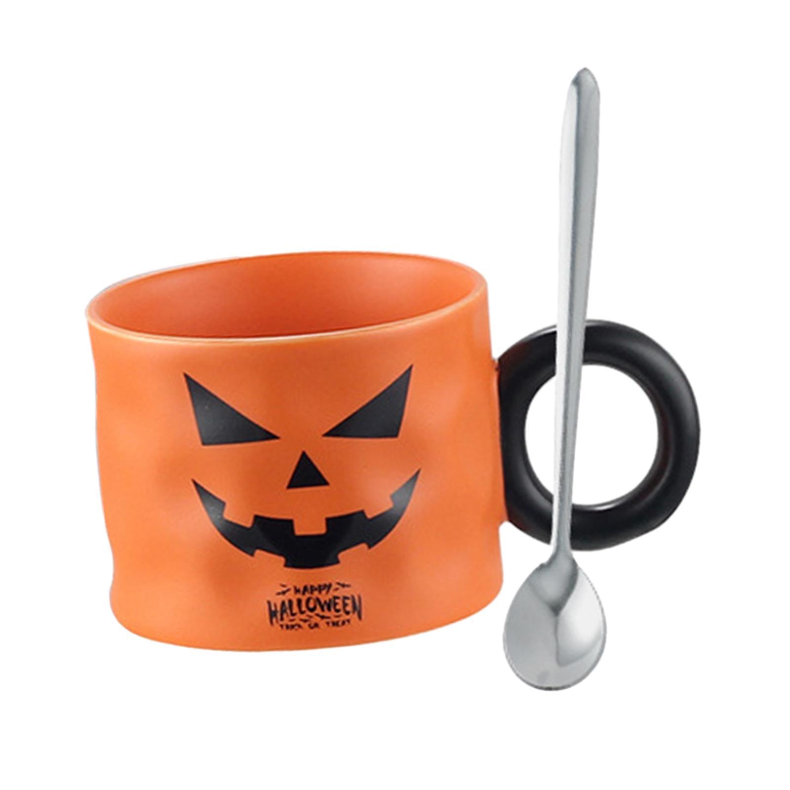 Pumpkin Shaped Mug Halloween Cartoon Mug Cartoon Milk Juice Cup Halloween Mug Set Ceramics Coffee Mug Holiday Coffee Mug for Theme Party Men