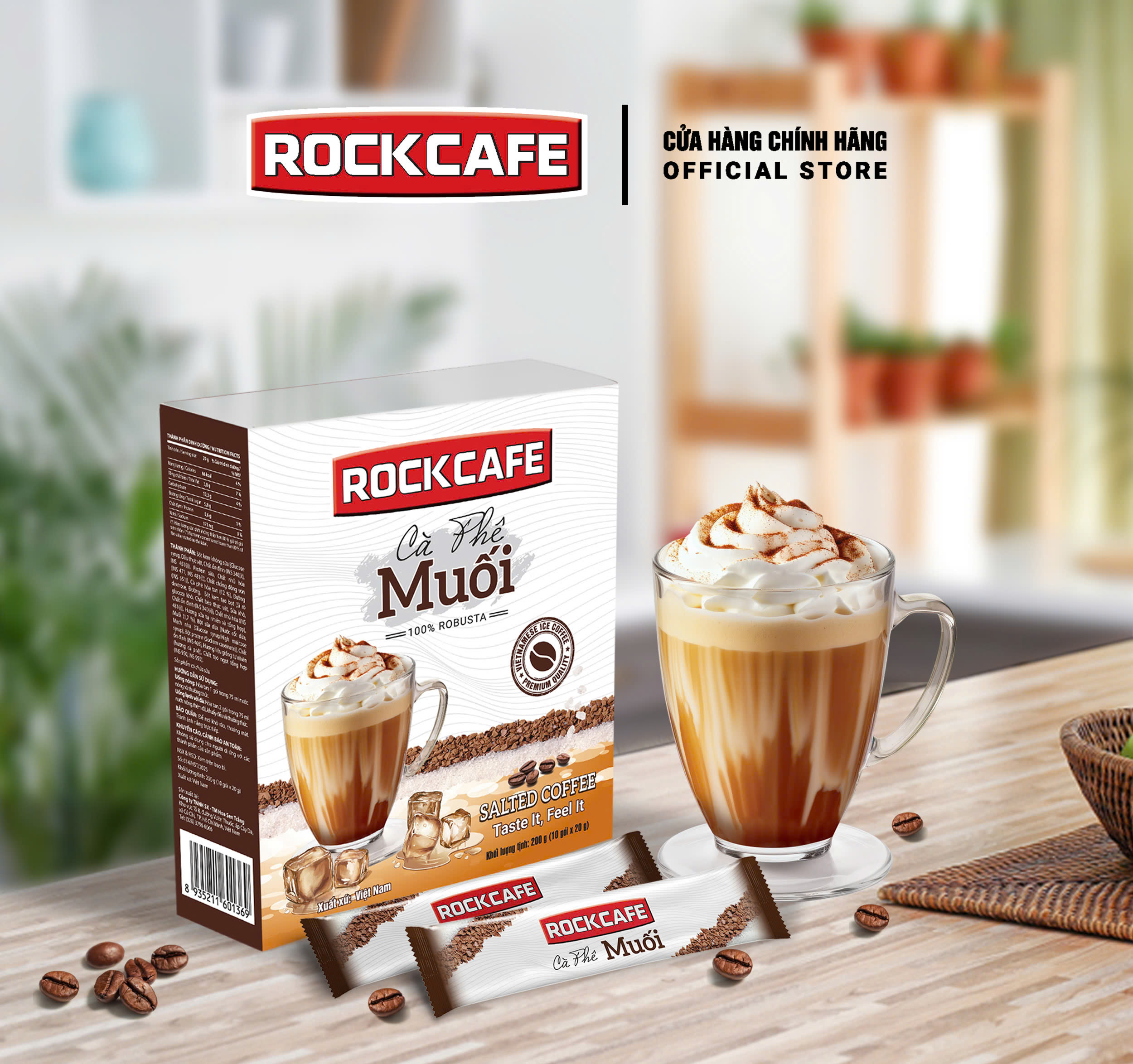 [MUA 2 TẶNG 1] Cà Phê Muối Hòa Tan - RockCafe - Cà Phê Muối Robusta - 10 gói.hộp