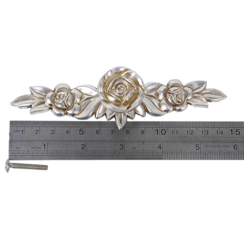 Silver Rose Cabinet Drawer Furniture Door knob Handle Pull Hardware