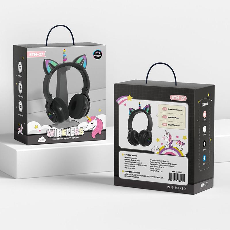 Dễ Thương Sắc Nét Góc Mèo Tai Bluetooth-Tương Thích Tai Nghe Không Dây Bé Gái Nhạc Stereo Tai Nghe Máy Tính Tai Nghe Điện Thoại Có Mic