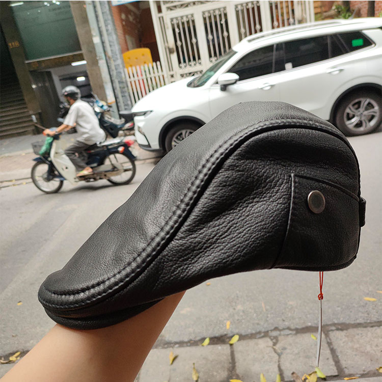 Mũ beret/ Nón nồi nam da dê cao cấp BHY2071