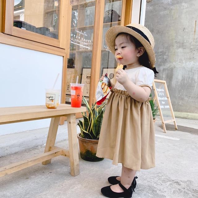 váy BABYDOLL tay trắng phối nâu.