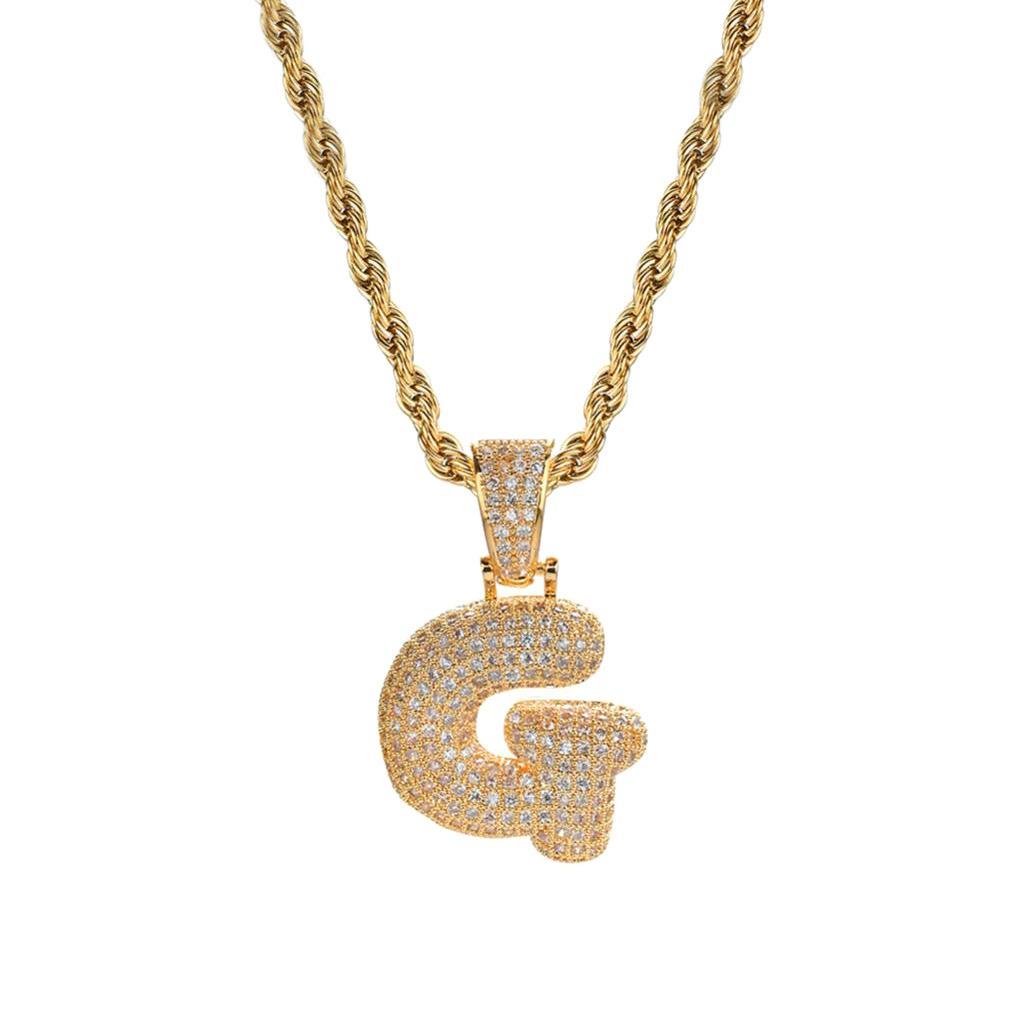 18K 26-letter "G" Pendant With Mini Zircon Stone Necklace