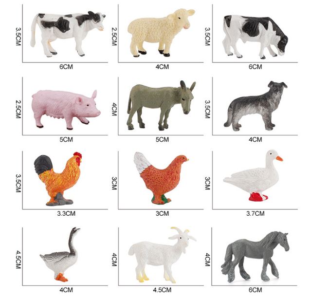 Đồ chơi sưu tầm, mô hình - Bộ mô hình động vật nông trại 12 chi tiết