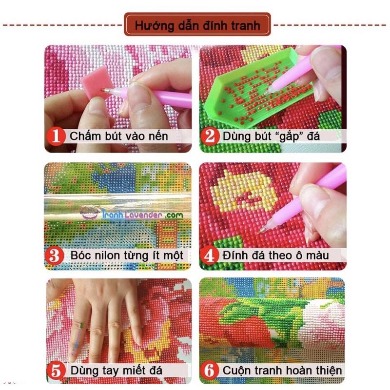 Bộ tranh đính đá 5D hình cô gái trang trí nhà cửa DIY 30*40cm - 3