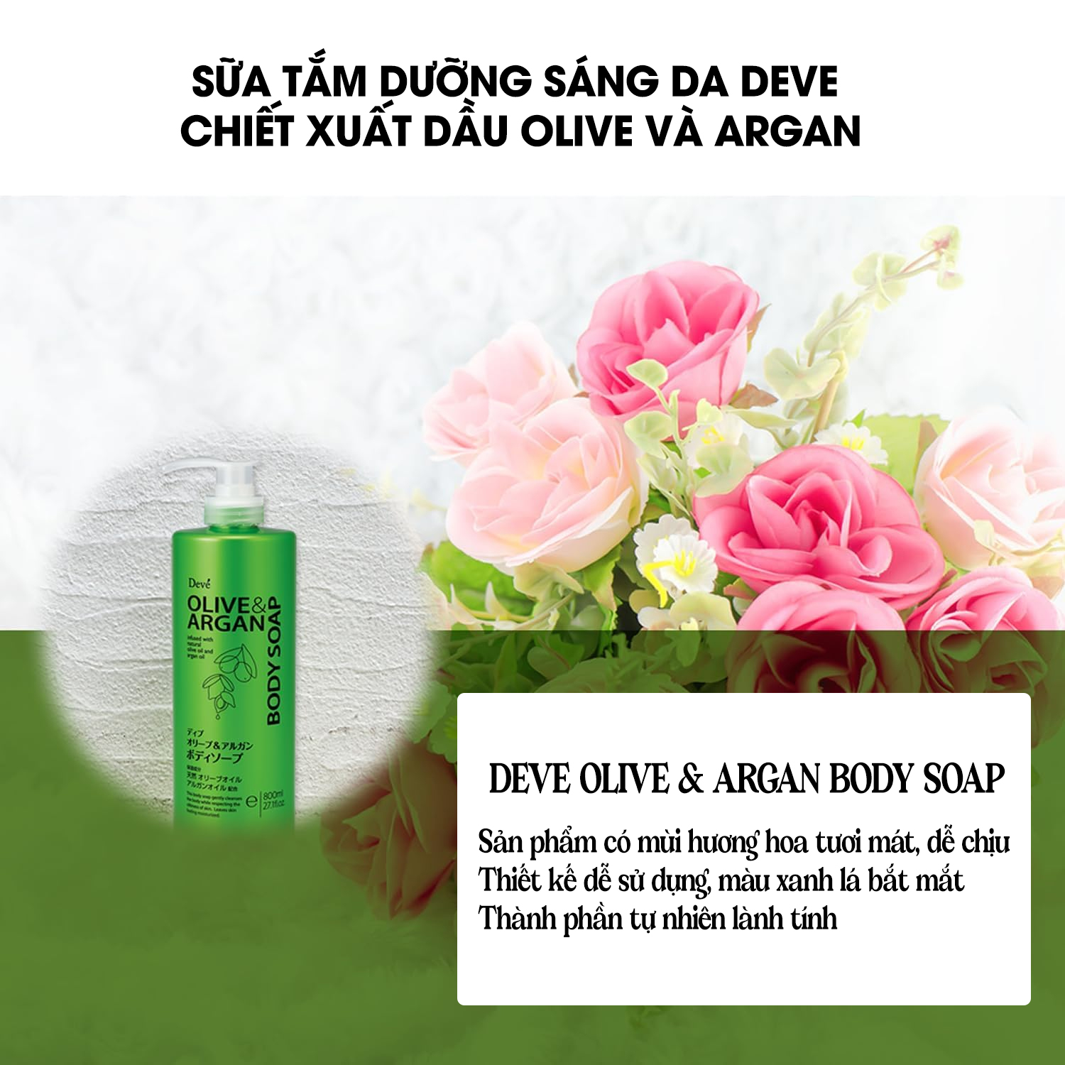 Sữa Tắm Dưỡng Sáng Mịn Da Sạch Sâu Deve Olive &amp; Argan Body Soap (130 G)