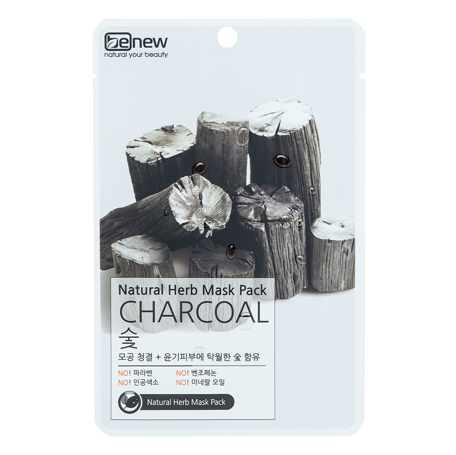 Combo 10 Miếng Mặt Nạ Giấy Than Hoạt Tính Benew Natural Herb Mask Pack Charcoal