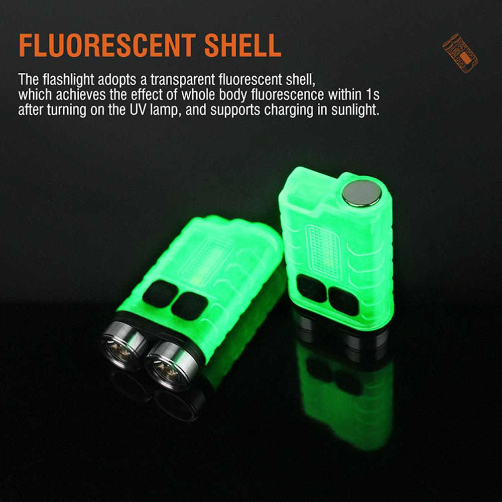 V3 Mini Flashlight LED Keychain Flashlight Rechargeable Pocket Light Waterproof with 5-Level Brightness 4-Color Light Source for Camping Hiking Emergency Use