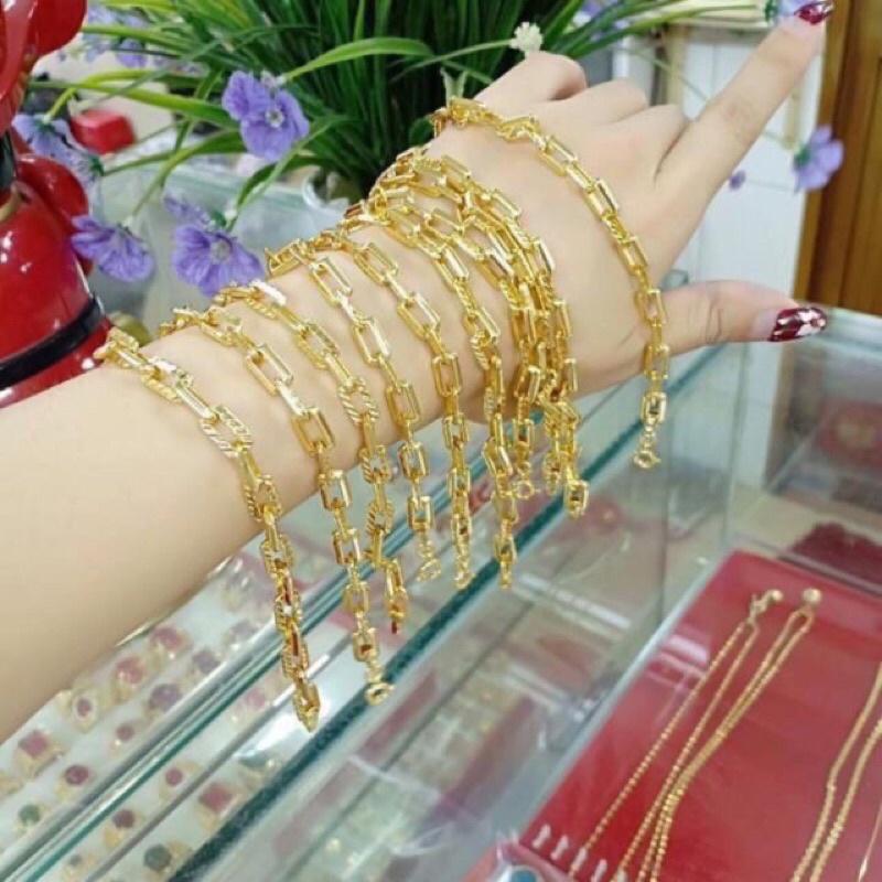 Lắc tay mắc xích vuông mạ vàng 18k siêu đẹp LV38