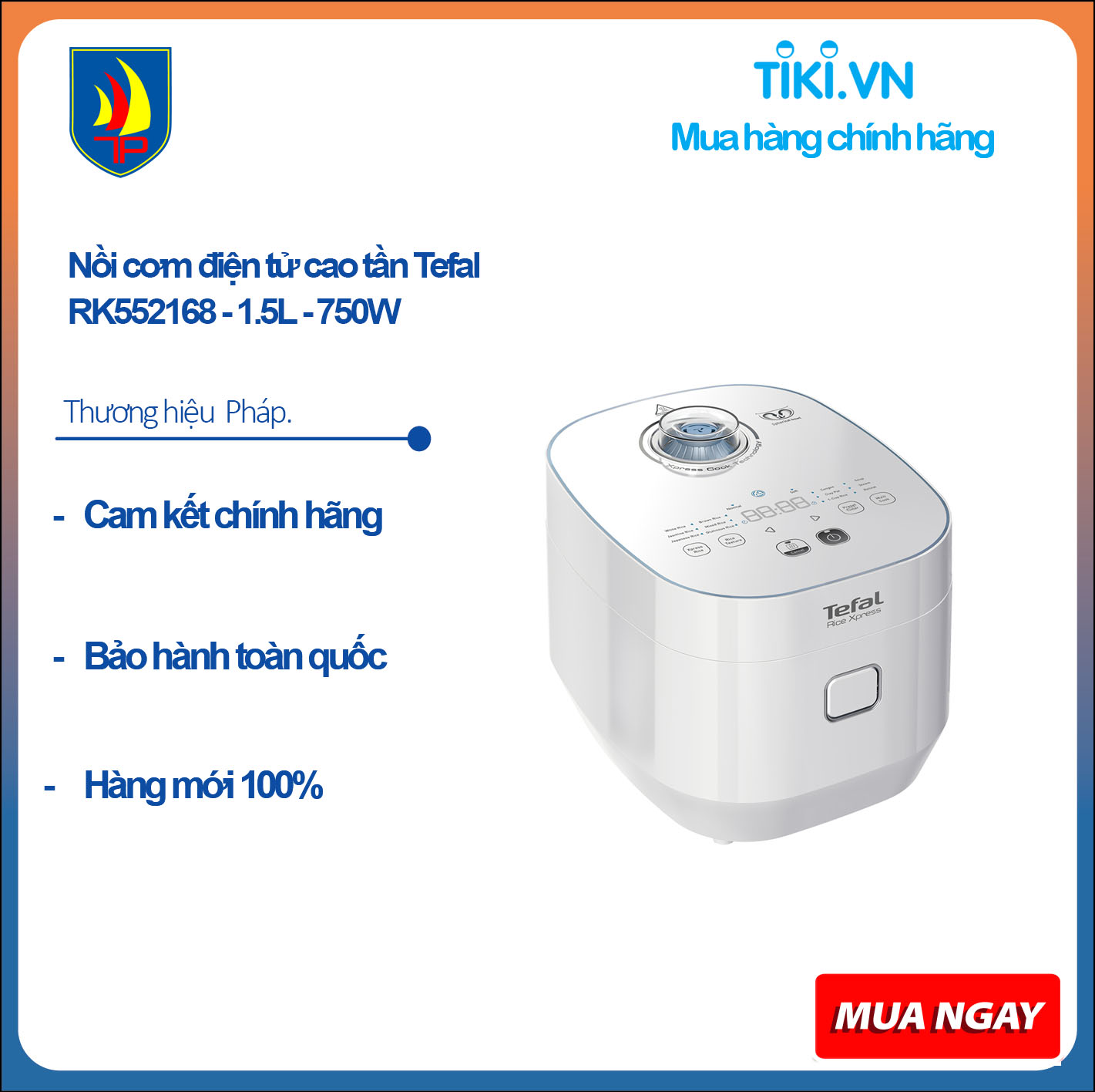 Nồi cơm điện tử cao tần Tefal RK552168 - 1.5L - 750W  - Hàng chính hãng