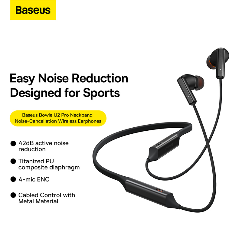 Tai Nghe Bluetooth Baseus Bowie U2 Pro Neckband Noise-Cancellation Wireless Earphones (Hàng chính hãng)