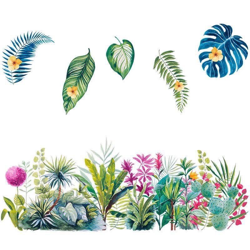 Decal dán tường trang trí phòng khách tán cây màu sắc phong cách Bắc âu