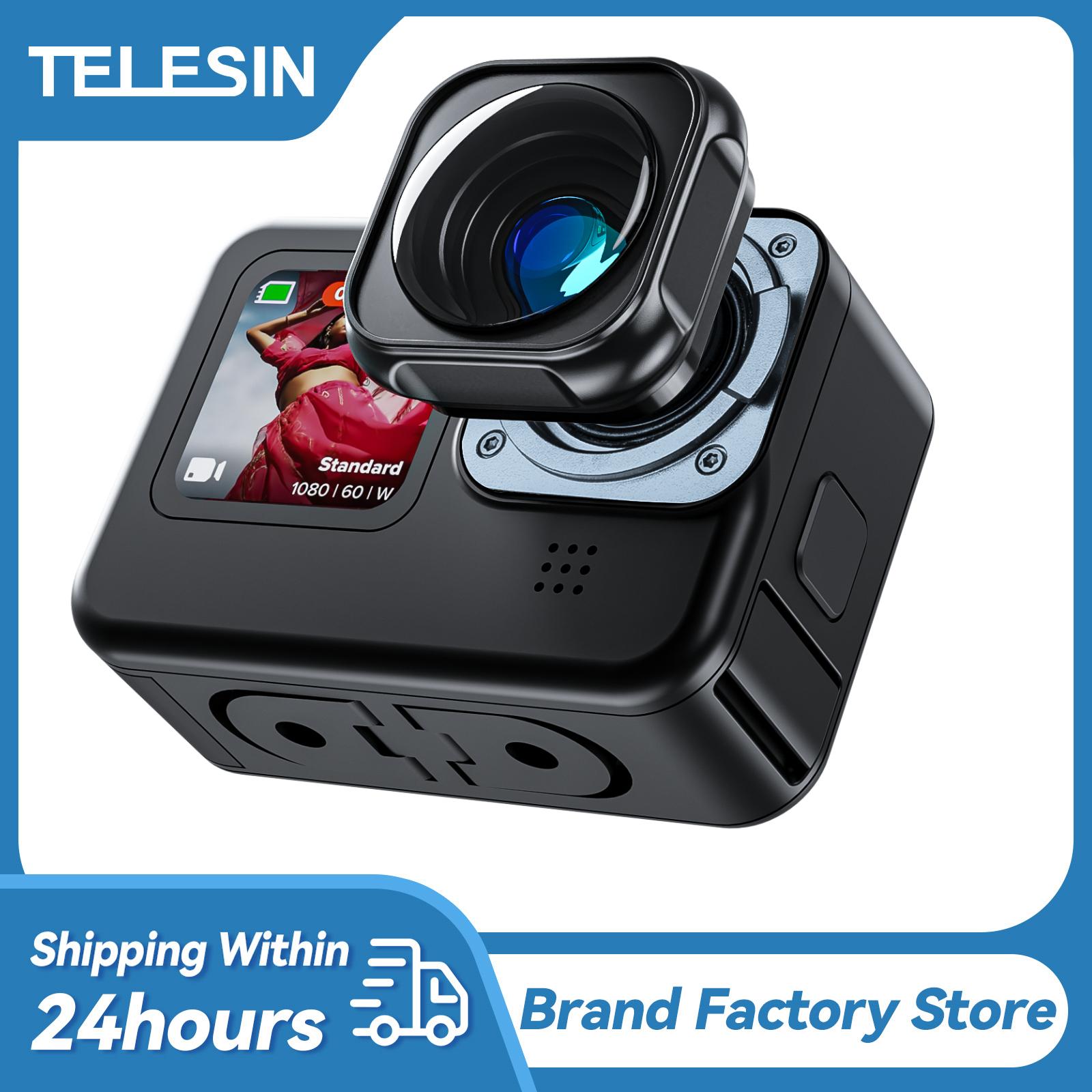 Ống Kính TELESIN Mod Cho GoPro11 10 9 Max Góc Siêu Rộng Tối Đa 155 Độ Với 2 Vỏ Bảo Vệ Camera Hành Động Đen phụ Kiện