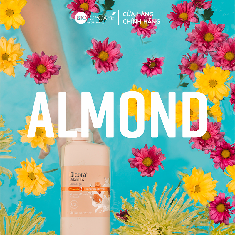 Sữa tắm dưỡng da Dicora Urban Fit Almonds &amp; Nuts Vitamin B Hạnh Nhân &amp; Các Loại Hạt 400ml