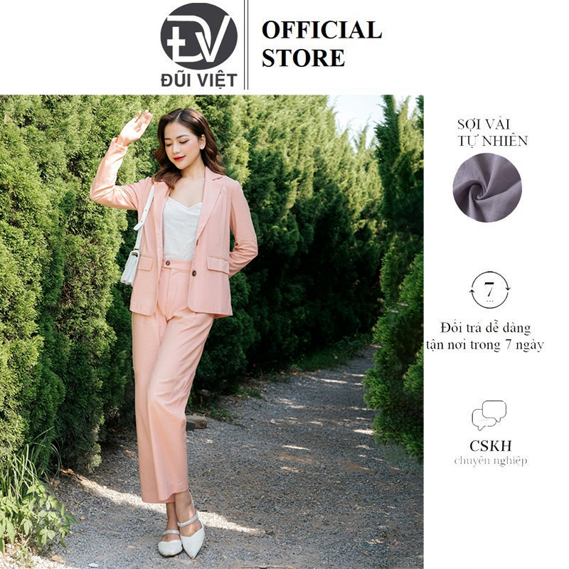 Bộ sơ mi nữ màu be nhẹ nhàng phong cách vintage Hàn Quốc, chất linen mềm mát Đũi Việt