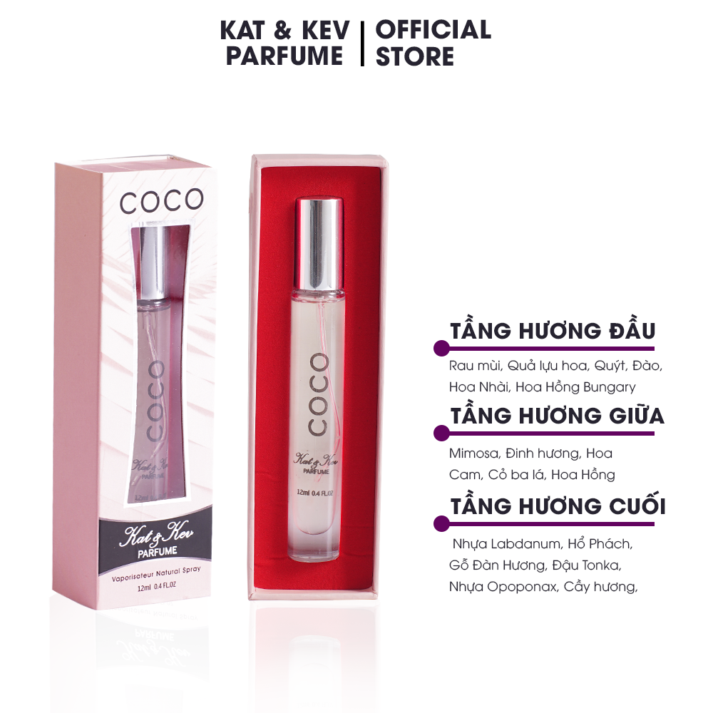 NƯỚC HOA CAO CẤP KAT &amp; KEV SANG TRỌNG, QUYẾN RŨ COCO VAPORISATEUR SPRAY 12ML