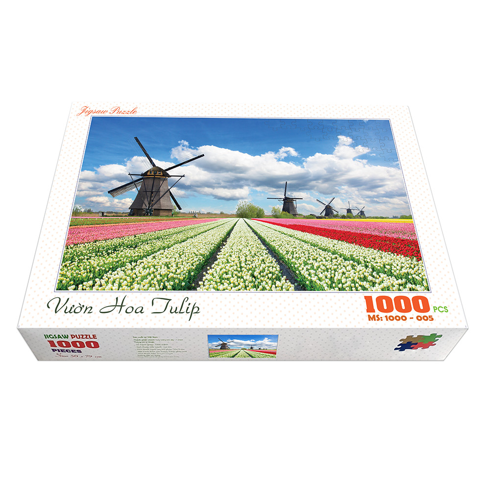 Bộ tranh xếp hình cao cấp 1000 mảnh ghép – Vườn Hoa Tulip (50x79cm)