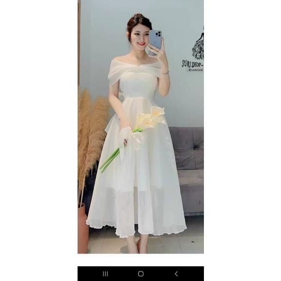 Đầm Váy Thời Trang Nữ Trễ Vai Bèo Tay Dáng Tiểu Thư KIMGIA DS
