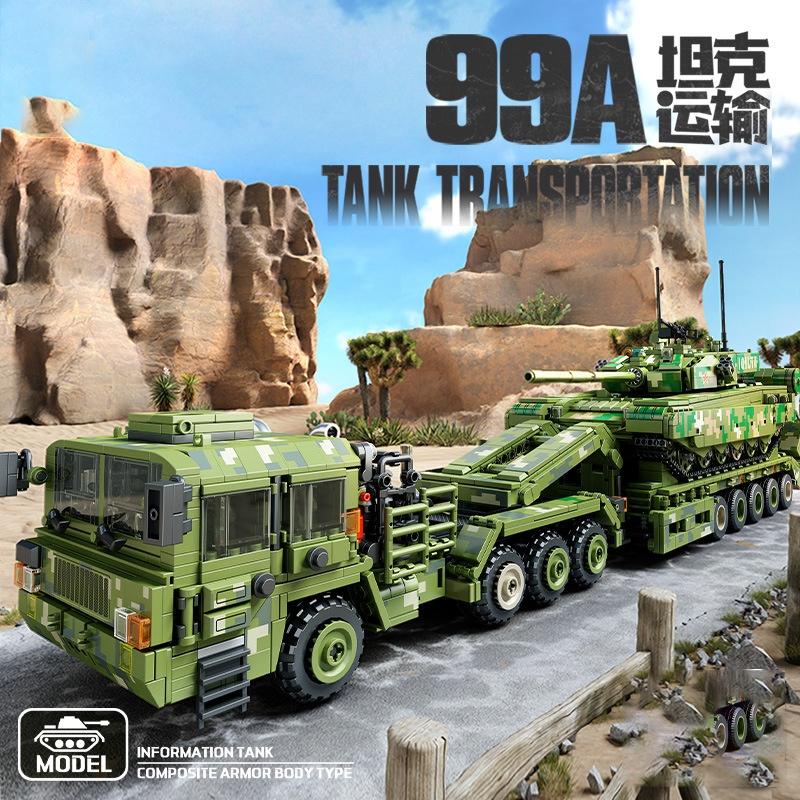 Đồ chơi Lắp ráp Xe vận chuyển Tăng, Panlos 688003 Tank Transportation, Xếp hình thông minh, Mô hình quân sự