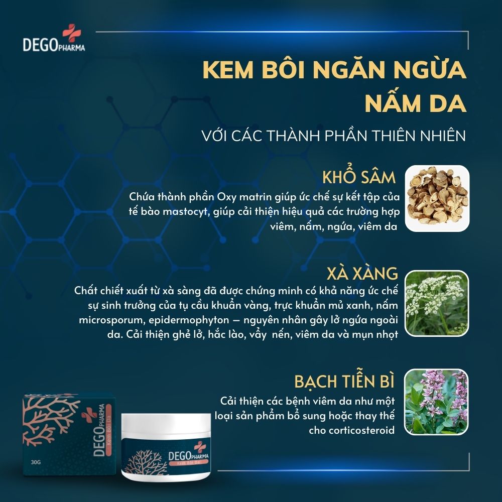 Combo dầu gội &amp; kem bôi dứt điểm nấm da, vảy nến, á sừng Dego Pharma