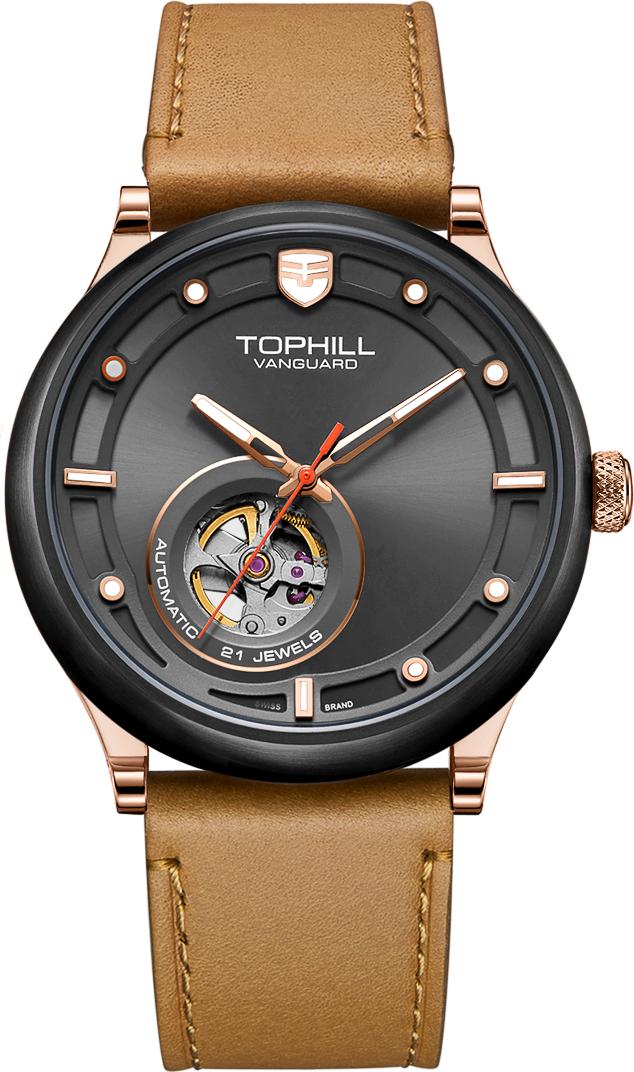 Đồng hồ nam máy cơ dây da và thép chính hãng Thụy Sĩ Tophill TV005G.S0088
