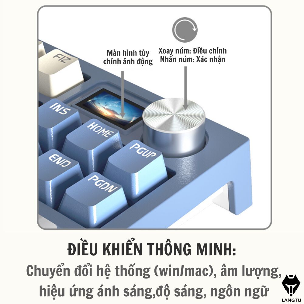 Bàn Phím Cơ Bluetooth Hotswap Langtu LT84 Phụ Kiện Máy Tính Có Dây/ Không Dây Triple Mode Hàng Chính Hãng