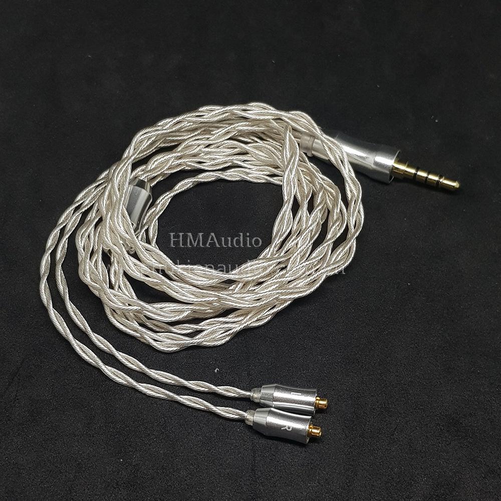 Dây tai nghe đồng mạ bạc OFC 1.2mm tết 4 - Connetor IM02/03/50/70 A2DC IE80/80s IE40Pro IE100/IE400/500 MMCX 2Pin 0.78mm