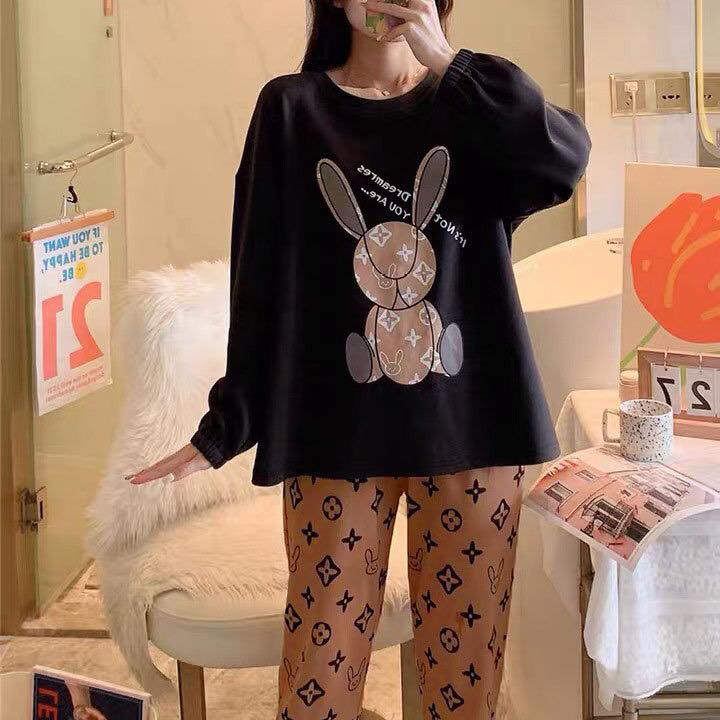 Đồ Bộ Pyjama Dài Tay, Đồ Ngủ Mặc Nhà Pizama Nữ Siêu Dễ Thương in hình họa tiết dễ thương,phù hợp mang mùa thu đông