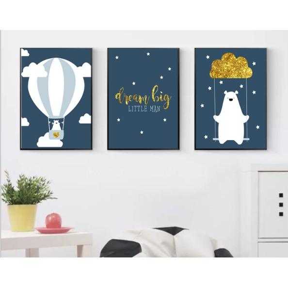 Combo 3 tranh vải canvas cao cấp trang trí nhà cửa kích thước 30*40 cm