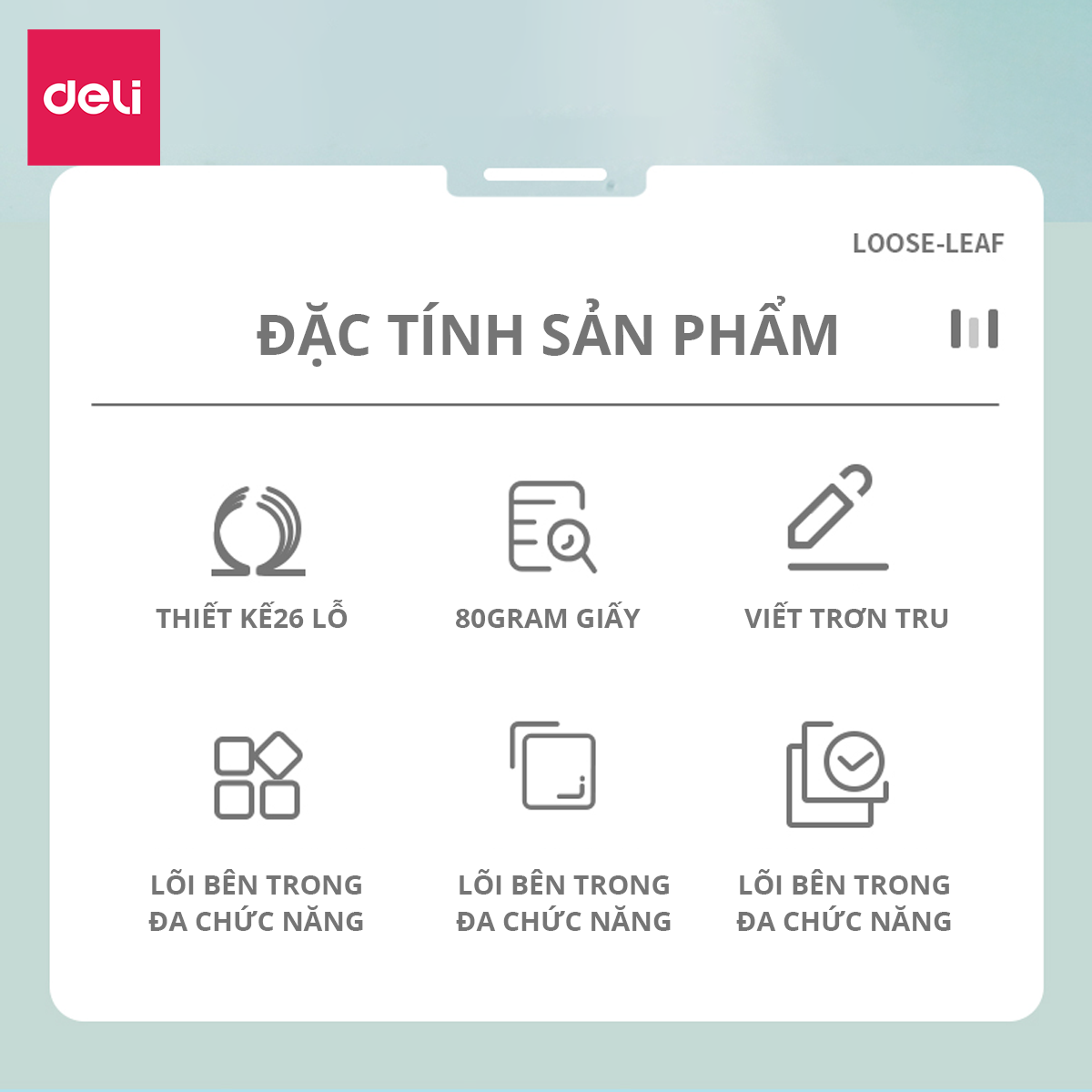 Sổ Tay A5 Deli - Bìa Cứng - Có Thể Thay Lõi Sổ - Lõi Ô Vuông/Kẻ Ngang -HA560/NA560