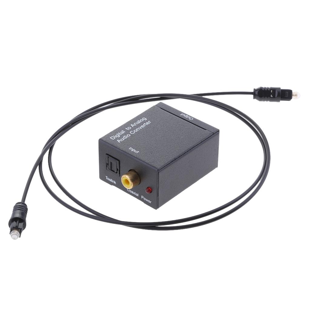 Digital Coaxial Toslink to Analog (L/R) Audio Converter with Fiber Cable