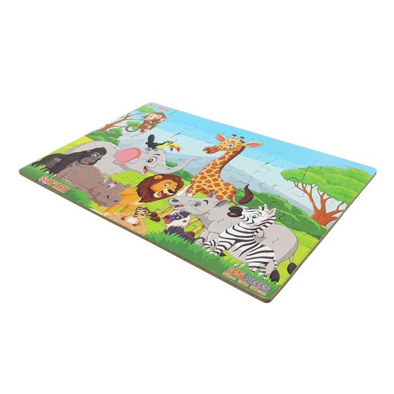 Bộ Xếp Hình Khổ A4 Puzzle Minh Châu 35-09 - Safari (35 Mảnh Ghép)