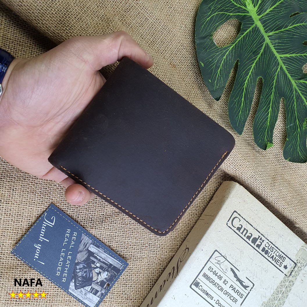 Ví da nam, ví ngang da bò sáp NAFA WS112 tiện lợi nhỏ gọn, sang trọng  – Màu Nâu sáp