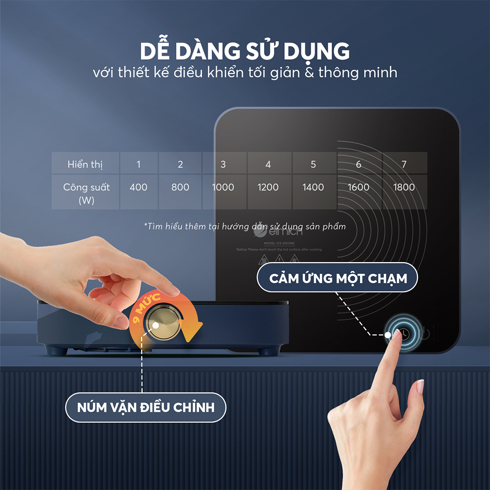 Bếp Điện Từ Đơn Elmich ICE-8903 1800W, Hàng Chính Hãng, Mặt Kính Ceramic - JoyMall