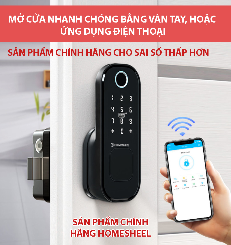 Khóa vân tay Smart Lockdoor Homesheel L8 - Hàng chính hãng