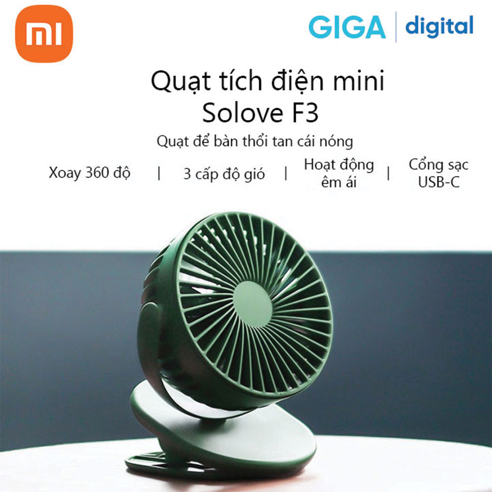 Quạt tích điện để bàn mini Xiaomi SOLOVE F3 Hàng Chính Hãng