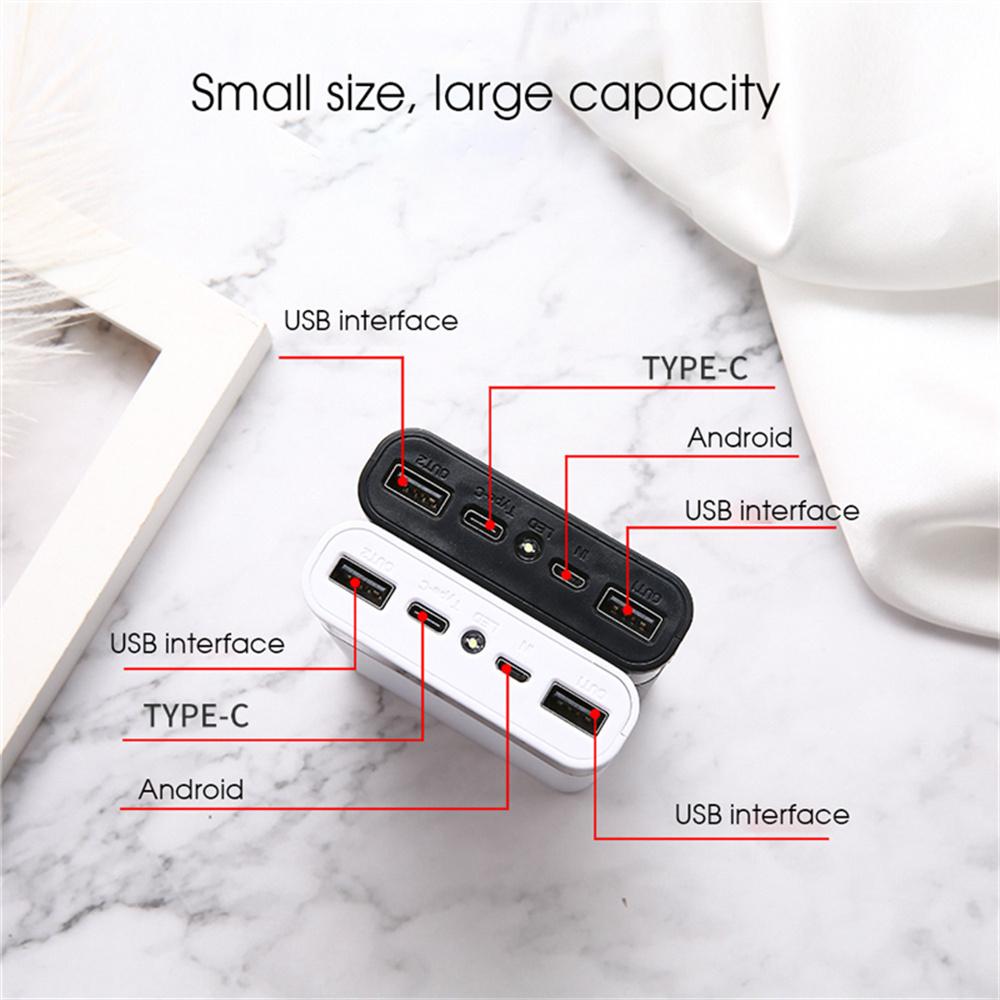 4 pin 18650 DIY Power Bank Case Hộp lưu trữ sạc 5V Dual USB Type C Android Giao diện Micro USB cho điện thoại thông minh Màu sắc: Trắng