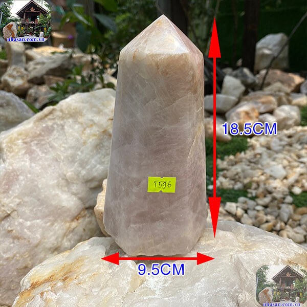 Trụ lục giác thạch anh hồng cho mệnh thổ-1.9kg -T596