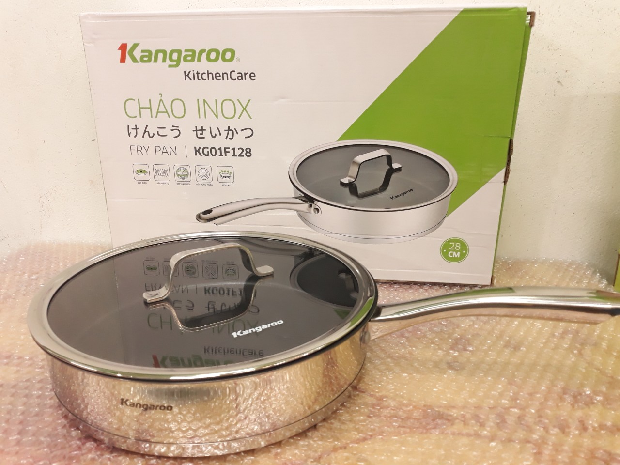 Chảo inox chống dính size 28cm KG01F128 hàng chính hãng