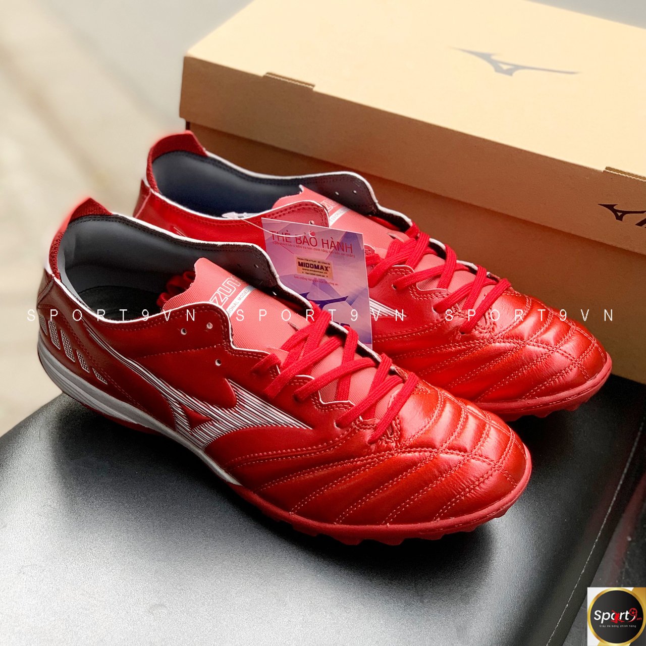 Giày đá bóng Mizuno Morelia Neo III Pro AS - P1GD228460 - Đỏ mận/Xám